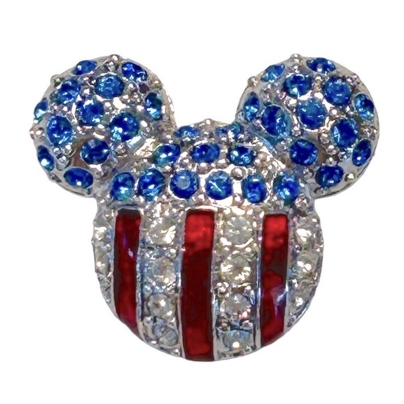 VINTAGE SWAROVSKI CRYSTAL DISNEY Brooch pin Mickey Mouse Icon American flag - Picture 9 of 9